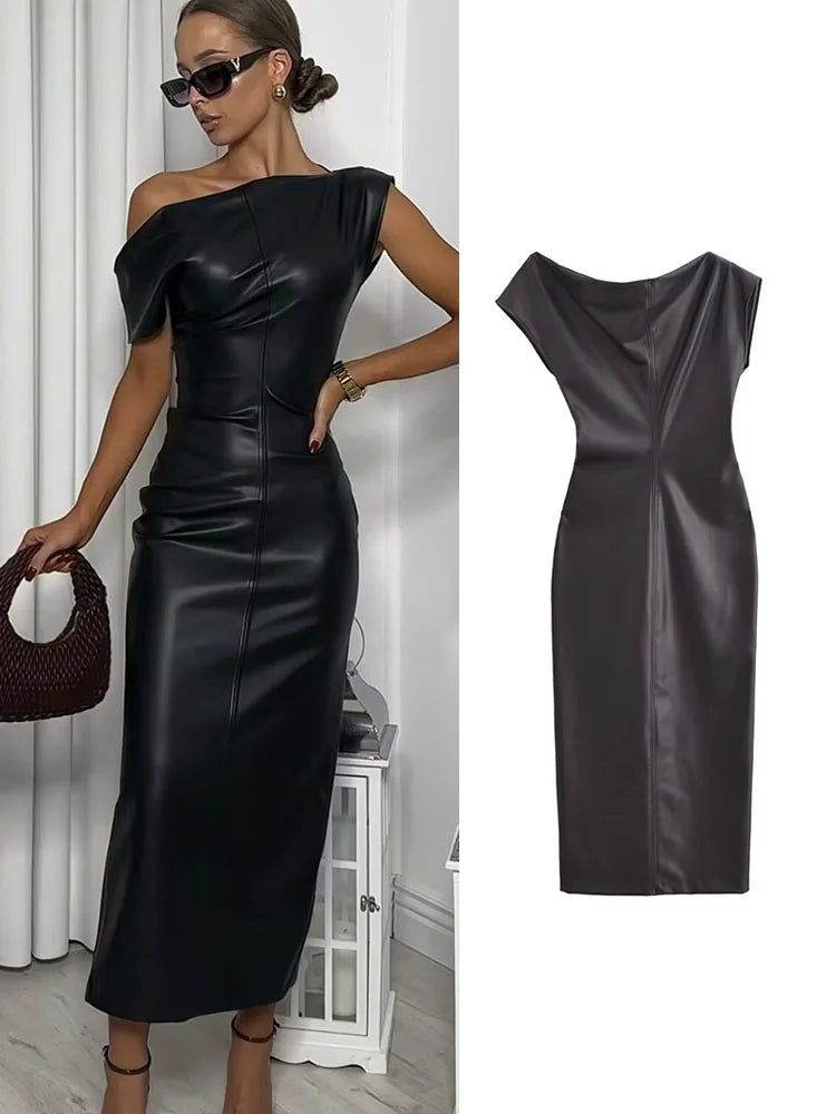 casual leather dress women Amazon.com: Pkfinrd Women's Sexy Leather Spaghetti Straps Dresses Low Cut  Sleeveless Backless Slit Hem Party Cocktail Club Midi Bodycon Dress (Color  : Brown, Size : Medium) : Clothing, Shoes & Jewelry