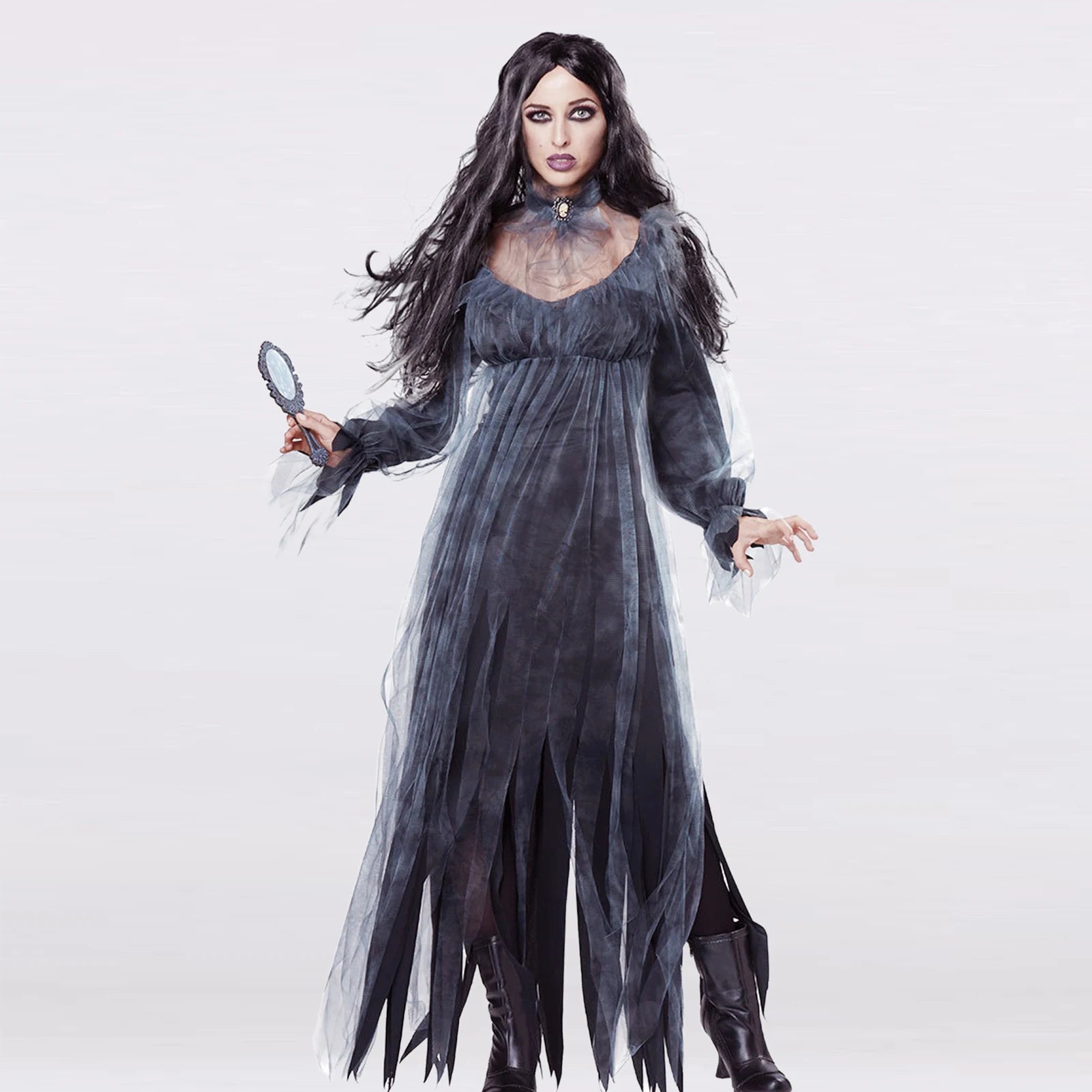 Ghost Bride Costume Dress Women Halloween Gothic Cosplay Black / L Ghost Bride Costume Dress Women Halloween Gothic Cosplay Black / L