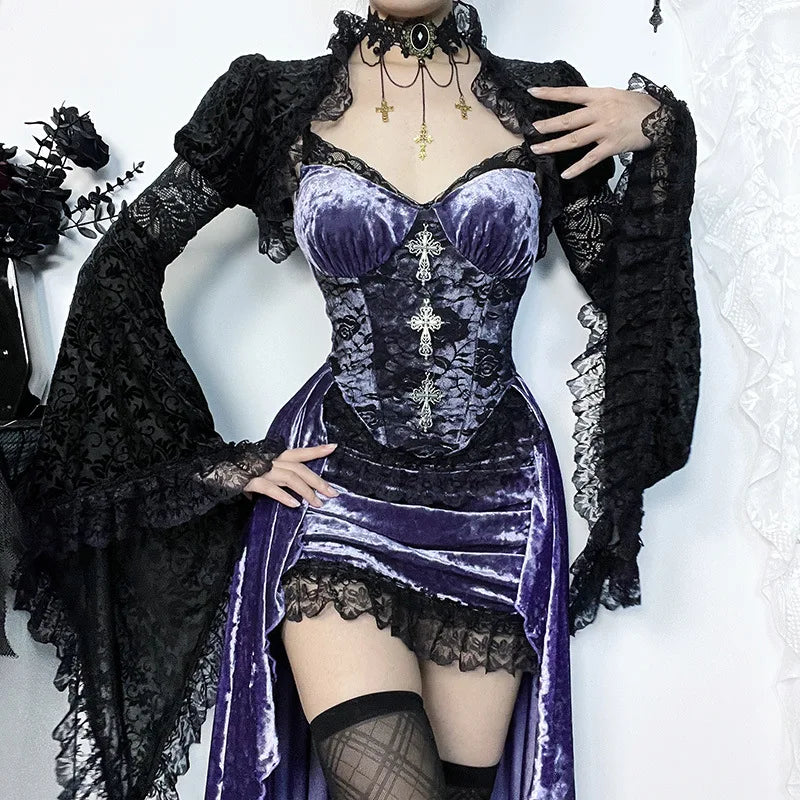 Gothic Velvet Dress | Luxurious Dark Elegance Goth N' Rock Gothic Velvet Dress | Luxurious Dark Elegance Goth N' Rock