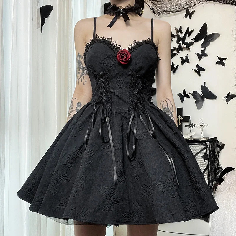 gothic birthday dress Gothic Double-Layered Polyester Party Dress, Polyester / M