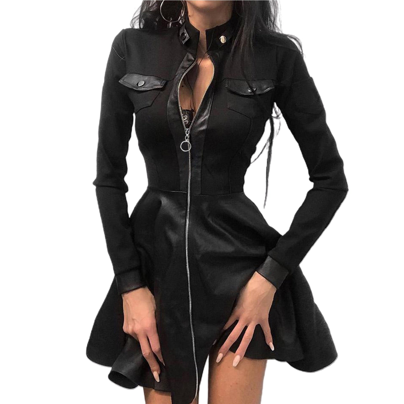Gothic Zipper Wrap Dress | Dark Elegance & Unique Style  Goth N' Rock