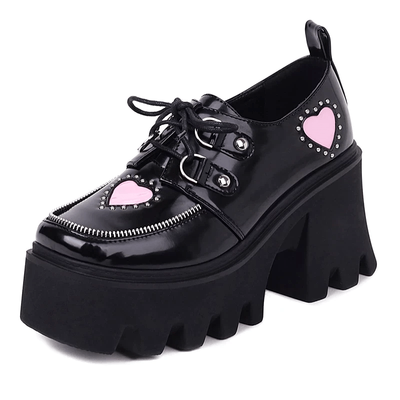 platform heart shoes