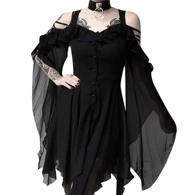 Retro Vintage Punk & Gothic Medieval Dress Masquerade Witch Women's Halloween Carnival Masquerade Halloween Event Party Adults' Dress