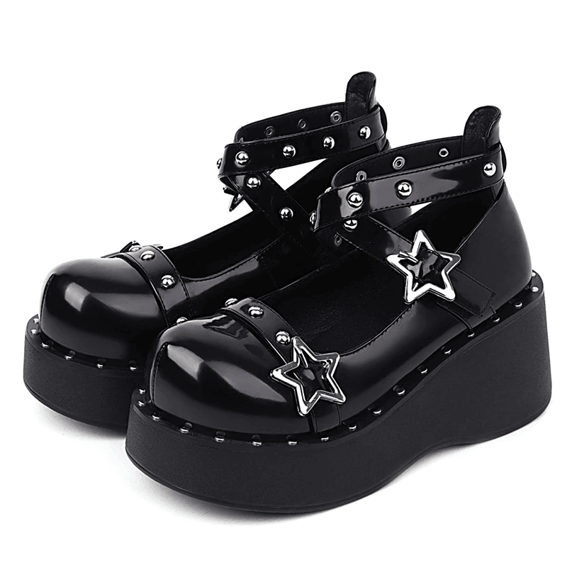 Mary Jane Shoes with Platform and Star Buckle