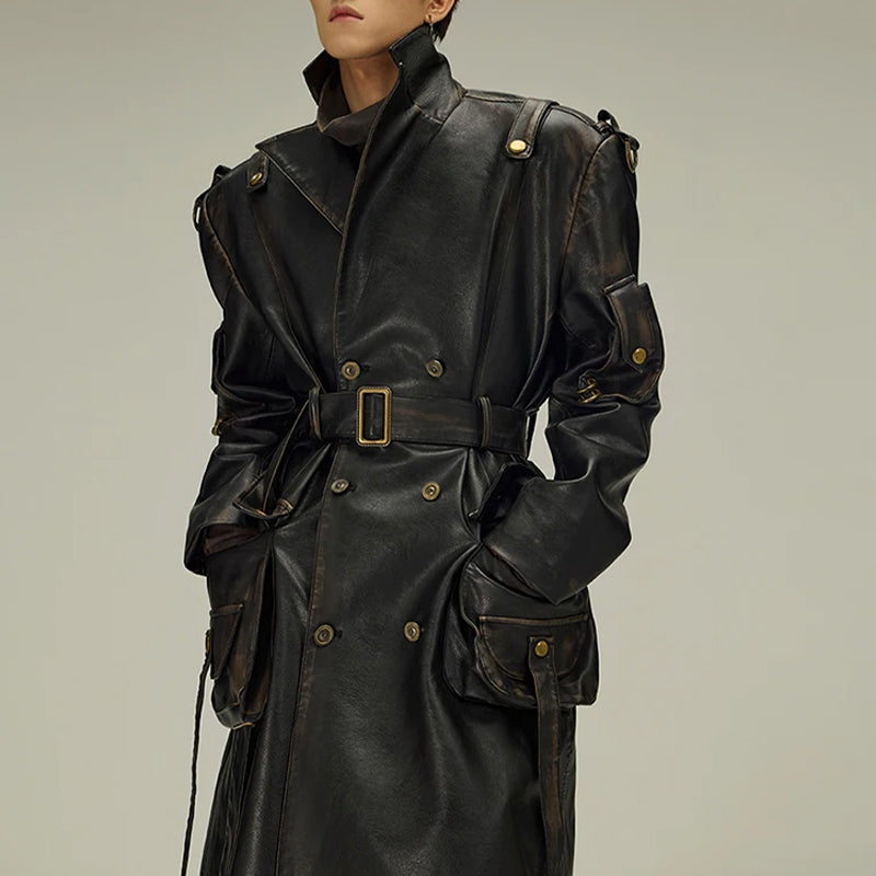 Men's Leather Trench Coat