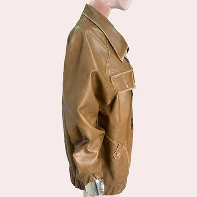 Women's Oversized Leather Jacket