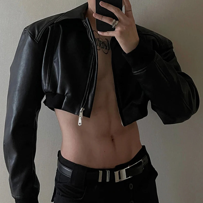 Men's Leather Cropped Jacket