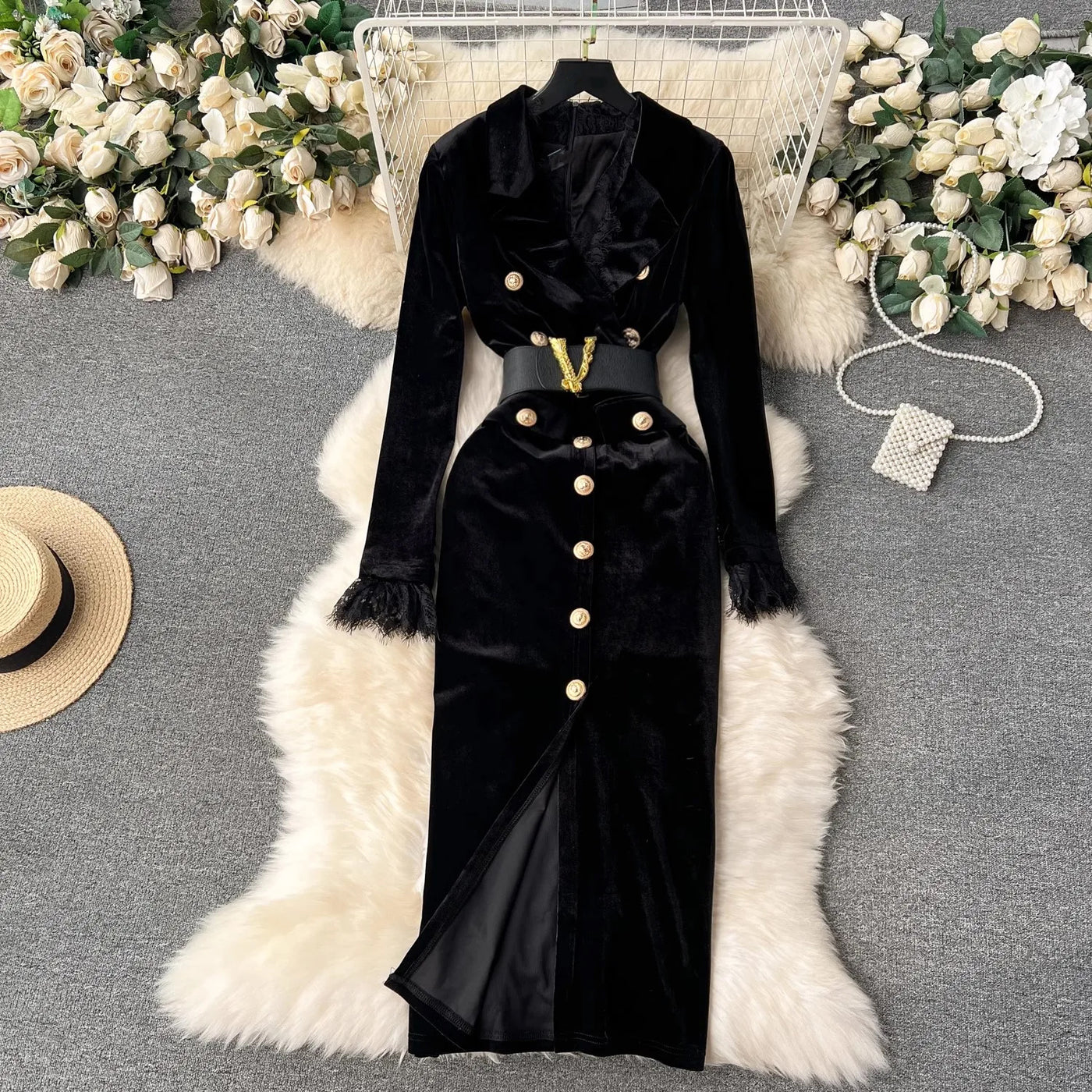 Women's Long Velvet Dress