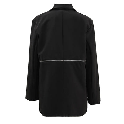 Women's Zipper Blazer Black