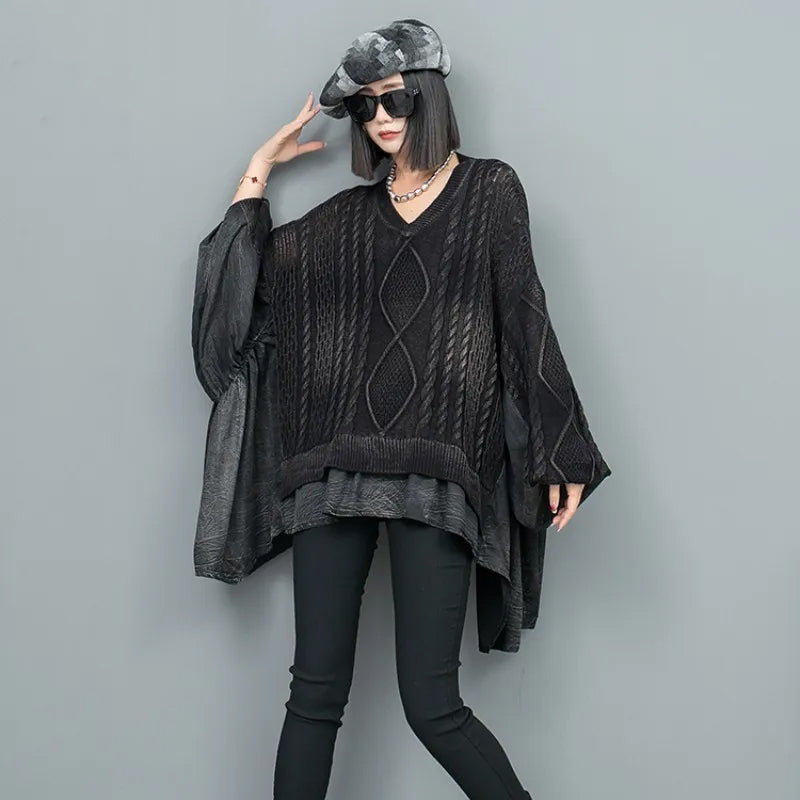 Women's Loose Knitted Pullover Black