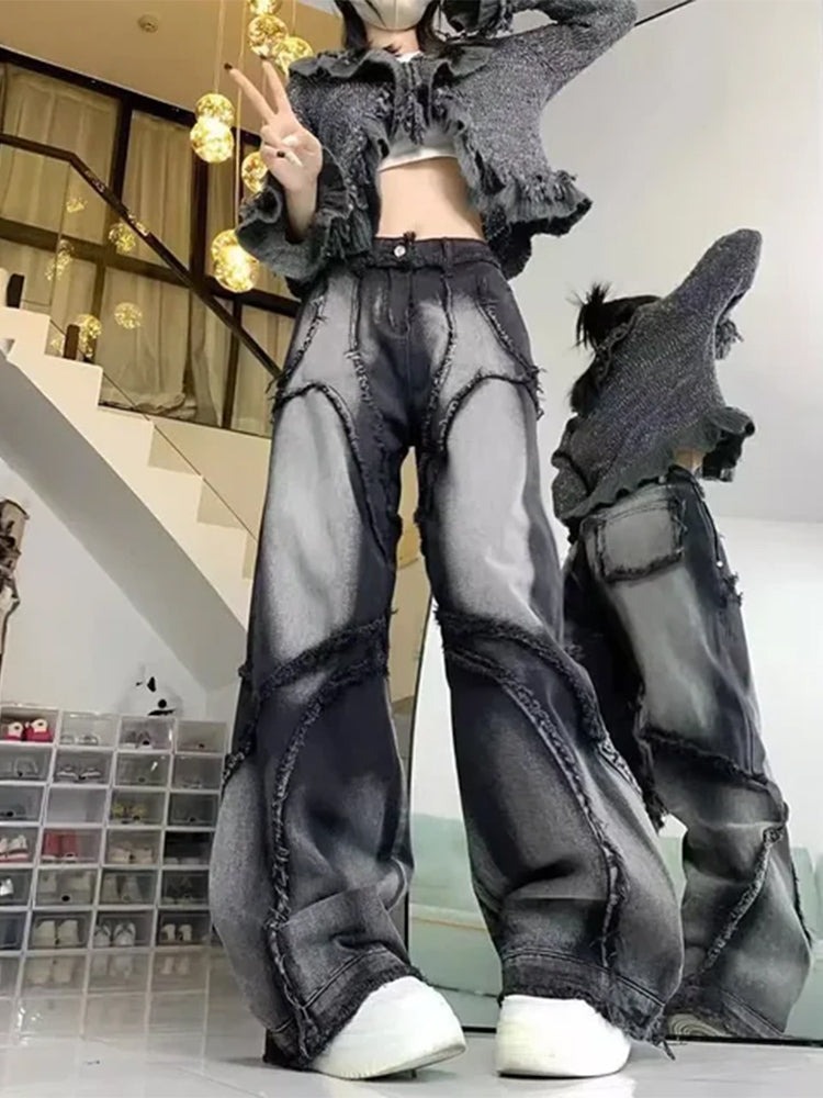 Women's Baggy Denim Pants Black