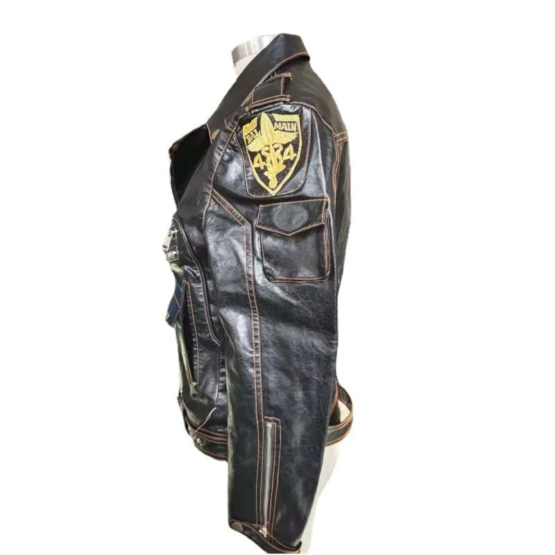 Men's Biker Leather Jacket Black