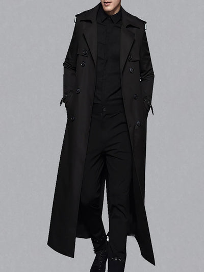 Men's Extra Long Trench Coat Black