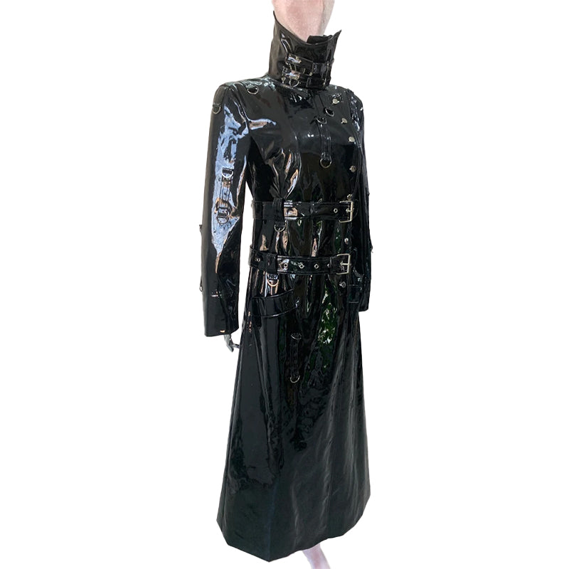 Women's Shiny Leather Coat Black