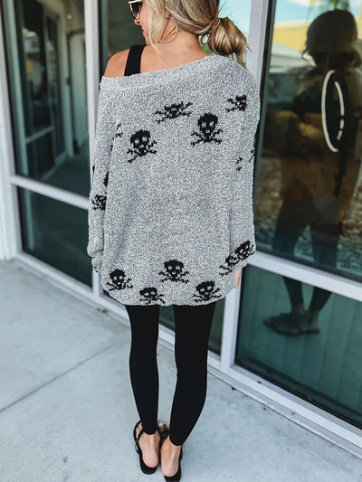 Women's Skull Sweater Gray