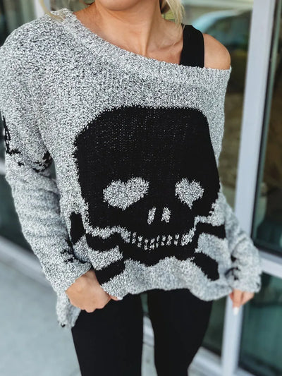 Women's Skull Sweater Gray