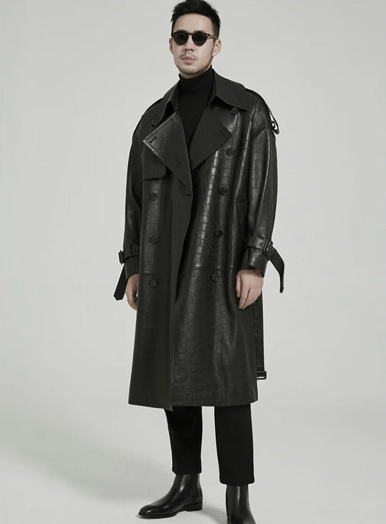 Men's Leather Trench Coat