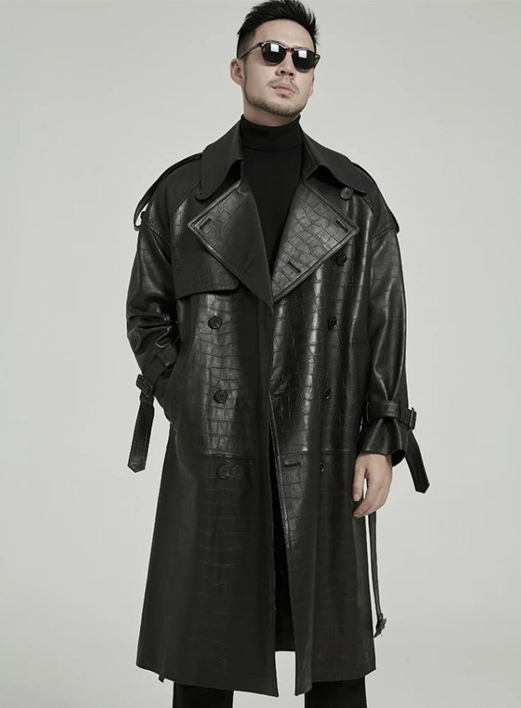 Men's Leather Trench Coat