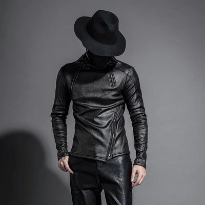 Men's Leather Pullover Black