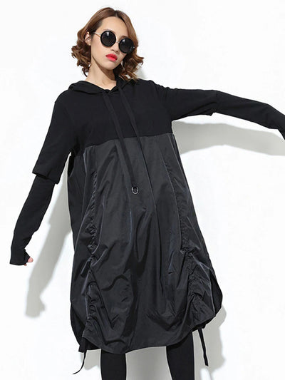 Women's Long Hooded Dress Black