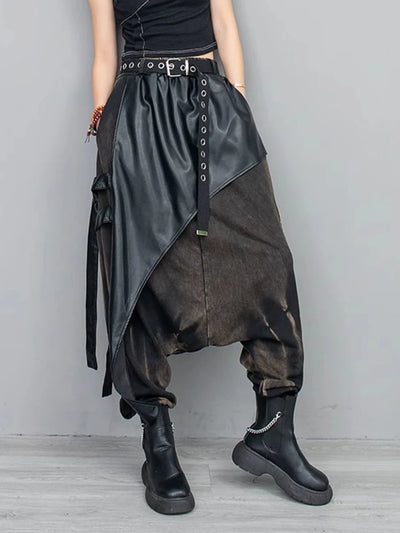 Women's Gothic Leather Trousers Black