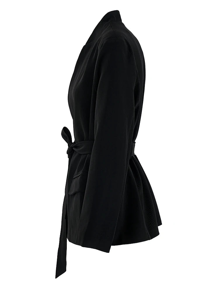 Women's Elegant Belted Jacket Black