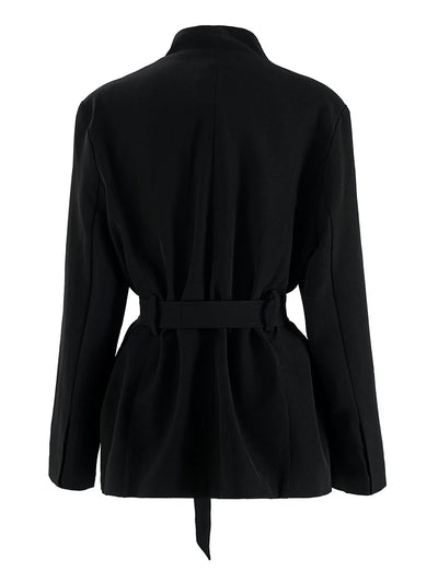 Women's Elegant Belted Jacket Black