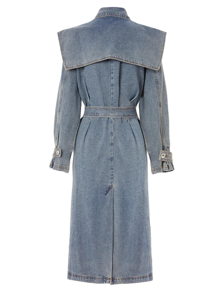 Women's Denim Trench Coat Blue