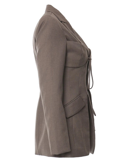 Women's Hollow Out Elegant Blazer Brown