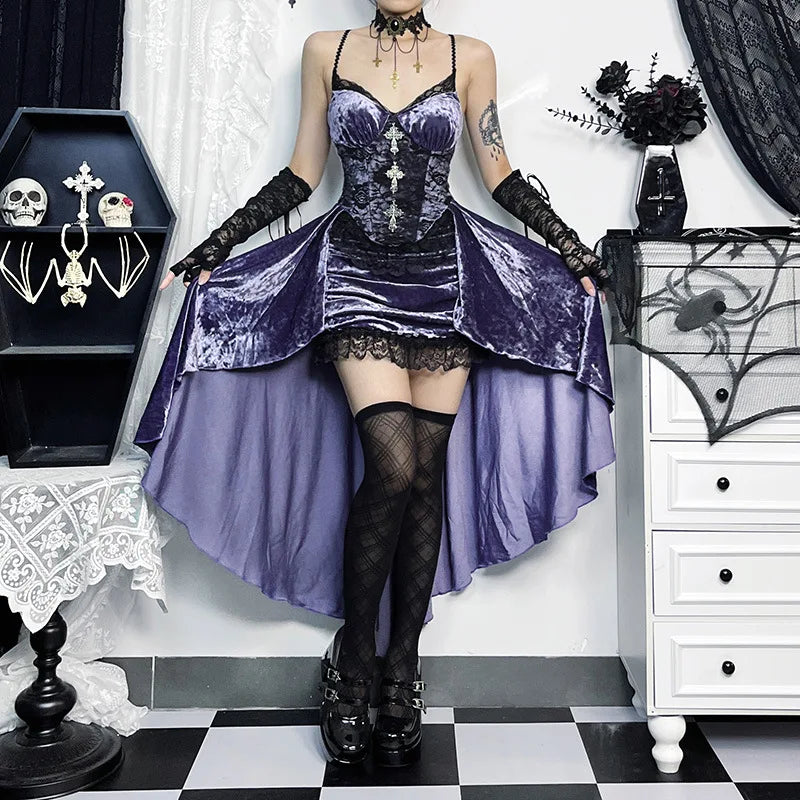 gothic velvet dress Witch Mini Steampunk or Pinup styles depending on color Gothic Dresses - Dark, Vintage