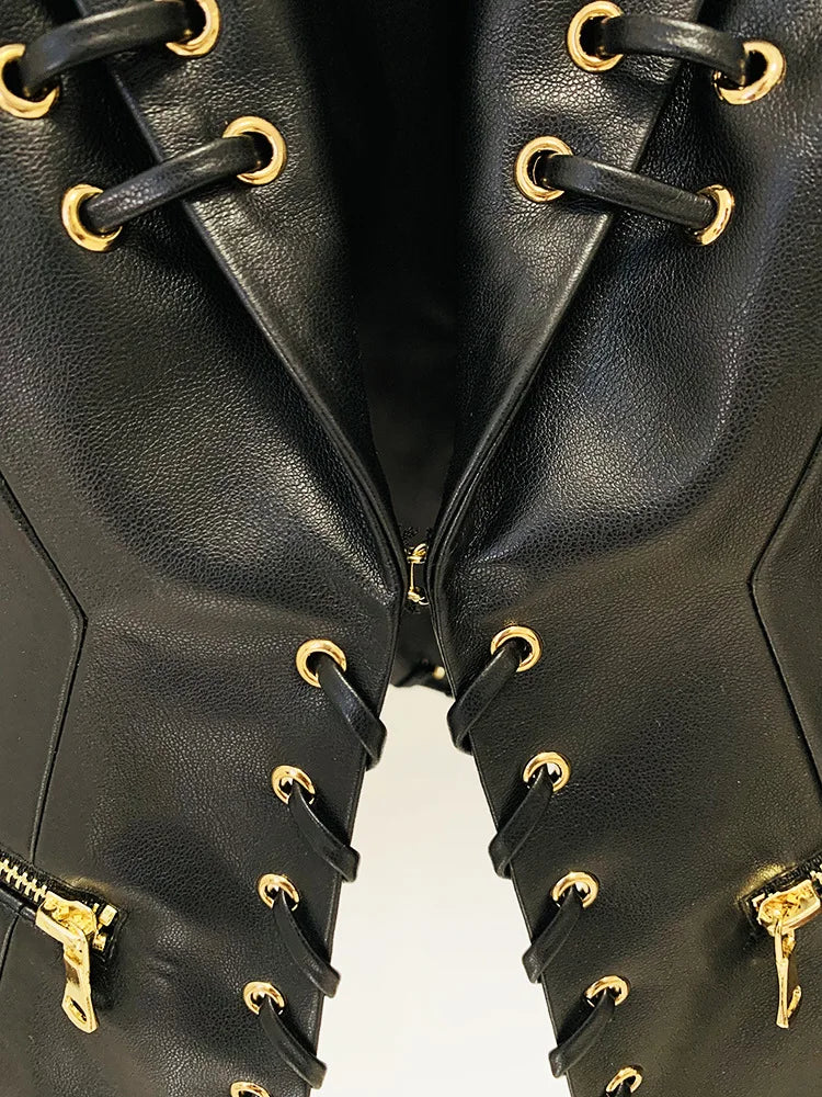 Women's Rope Lacing Leather Jacket – Goth N' Rock