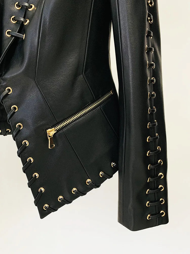 Women's Rope Lacing Leather Jacket – Goth N' Rock