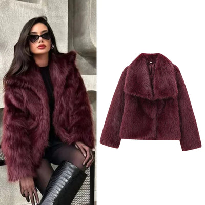 Women's Fur Coat Burgundy