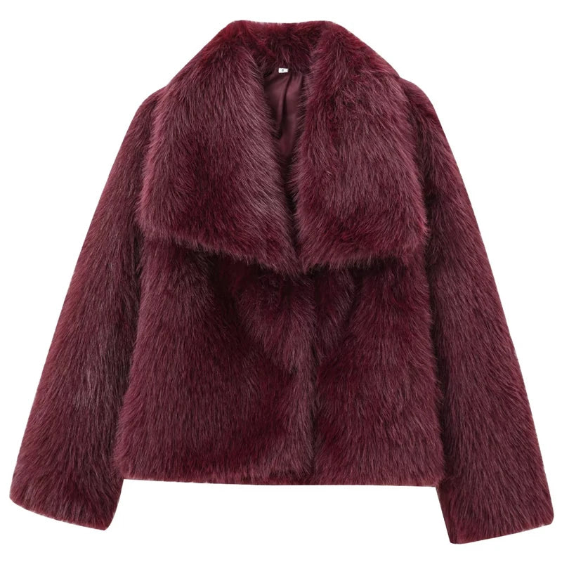 Women's Fur Coat Burgundy