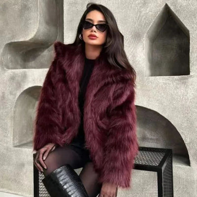 Women's Fur Coat Burgundy