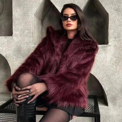 Women's Fur Coat Burgundy