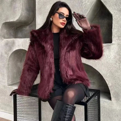 Women's Fur Coat Burgundy