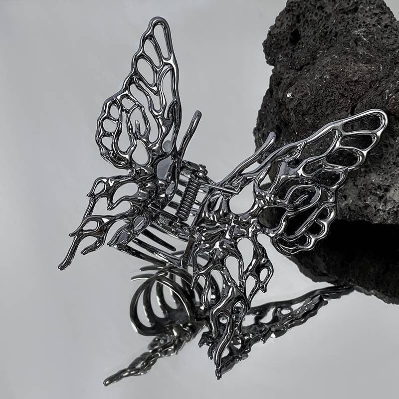 Vintage Gothic Butterfly Hair Clip Large Whimsical Wooden Hair Needle Pin  main image 3