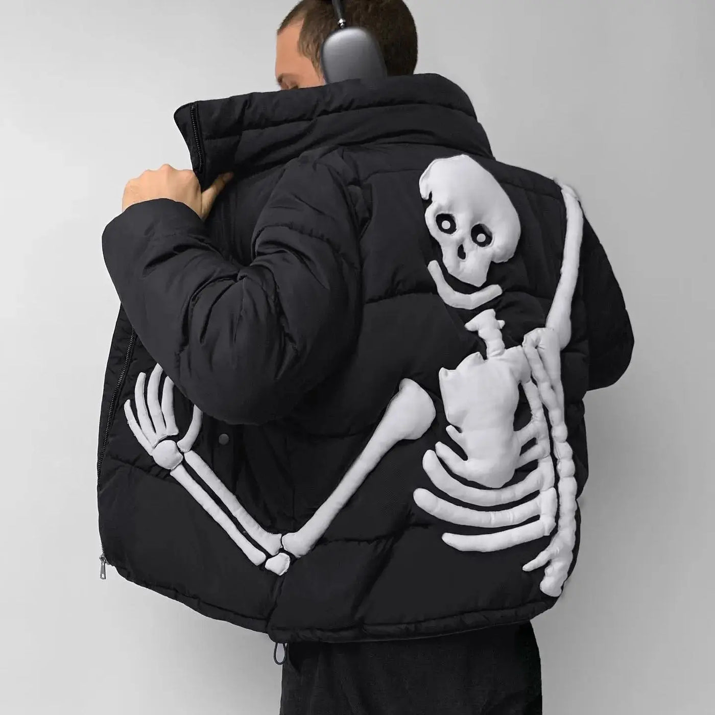 Men's Skeleton Puffer Jacket Black – Goth N' Rock