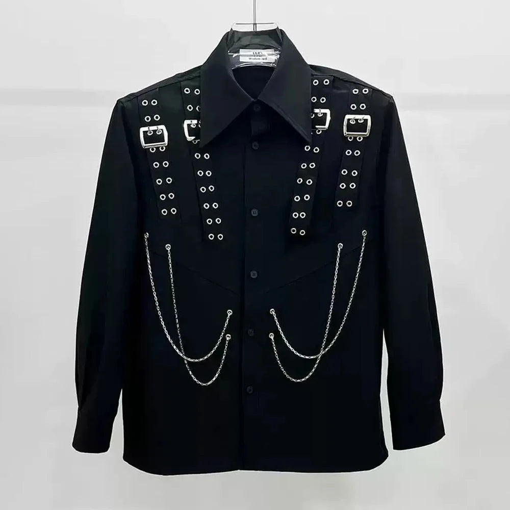 Men's Gothic Chain Shirt Black