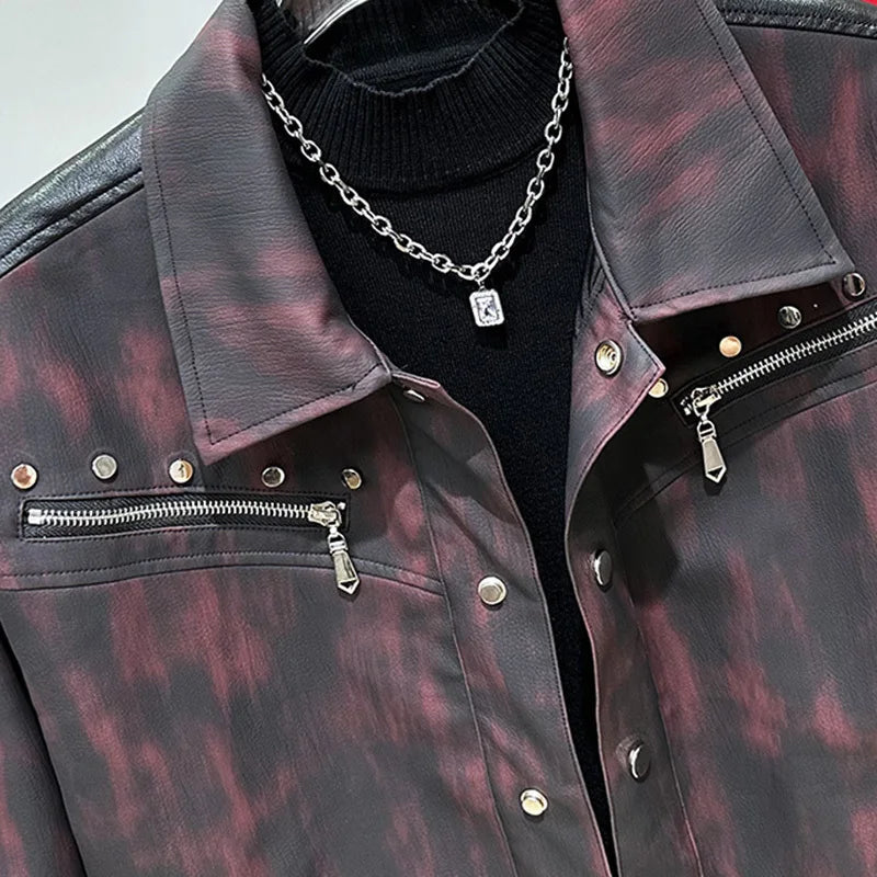 Men's Vintage Leather Jacket Burgundy