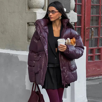 Women's Winter Puffer Jacket Burgundy