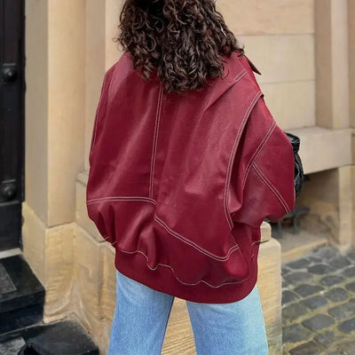 Women's Vintage Leather Jacket Red