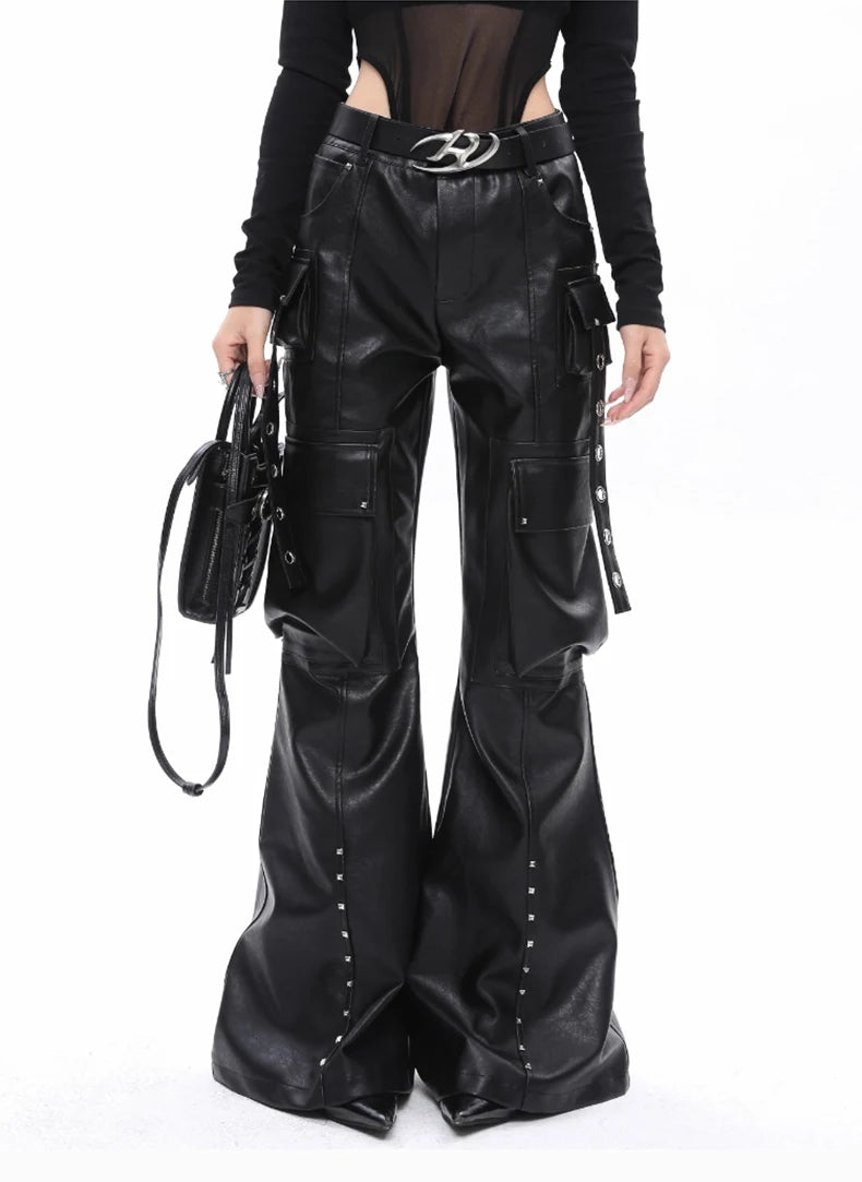 Women's Leather Baggy Pants