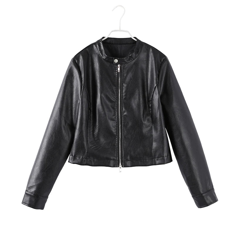 Women's Leather Cloak Jacket Black