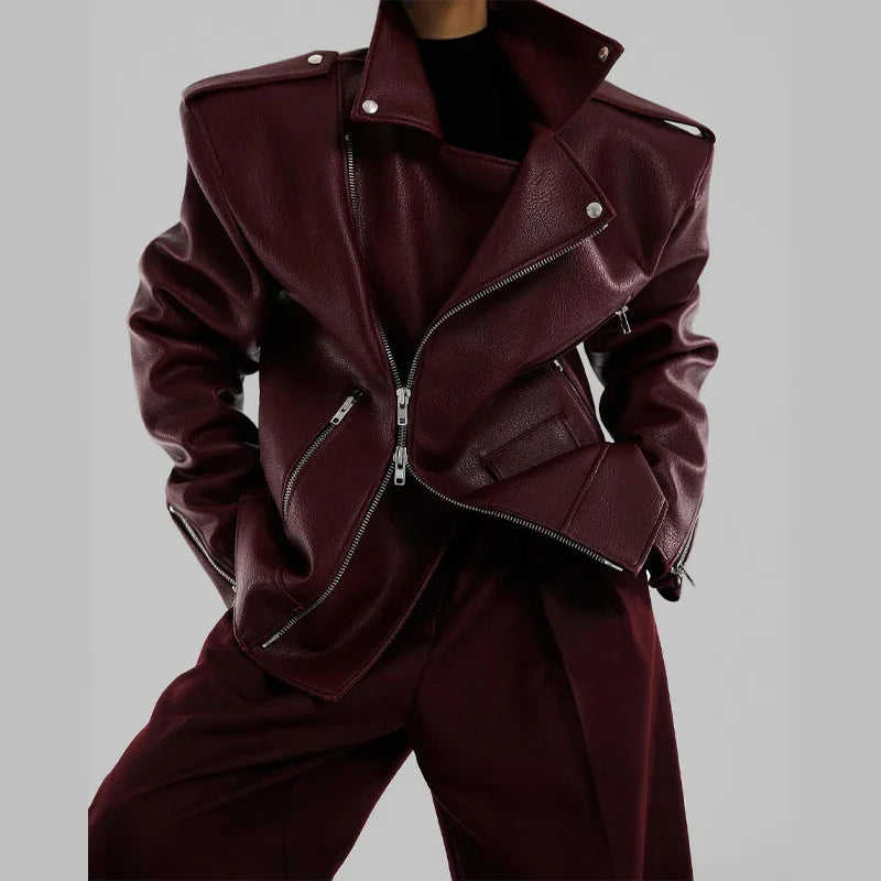 Women's Leather Jacket Burgundy