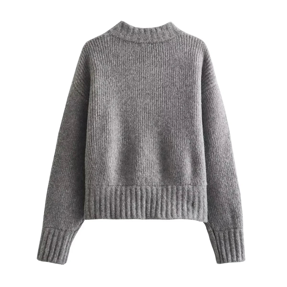 Women's Casual Zipper Sweater Gray