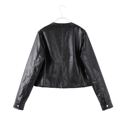 Women's Leather Cloak Jacket Black