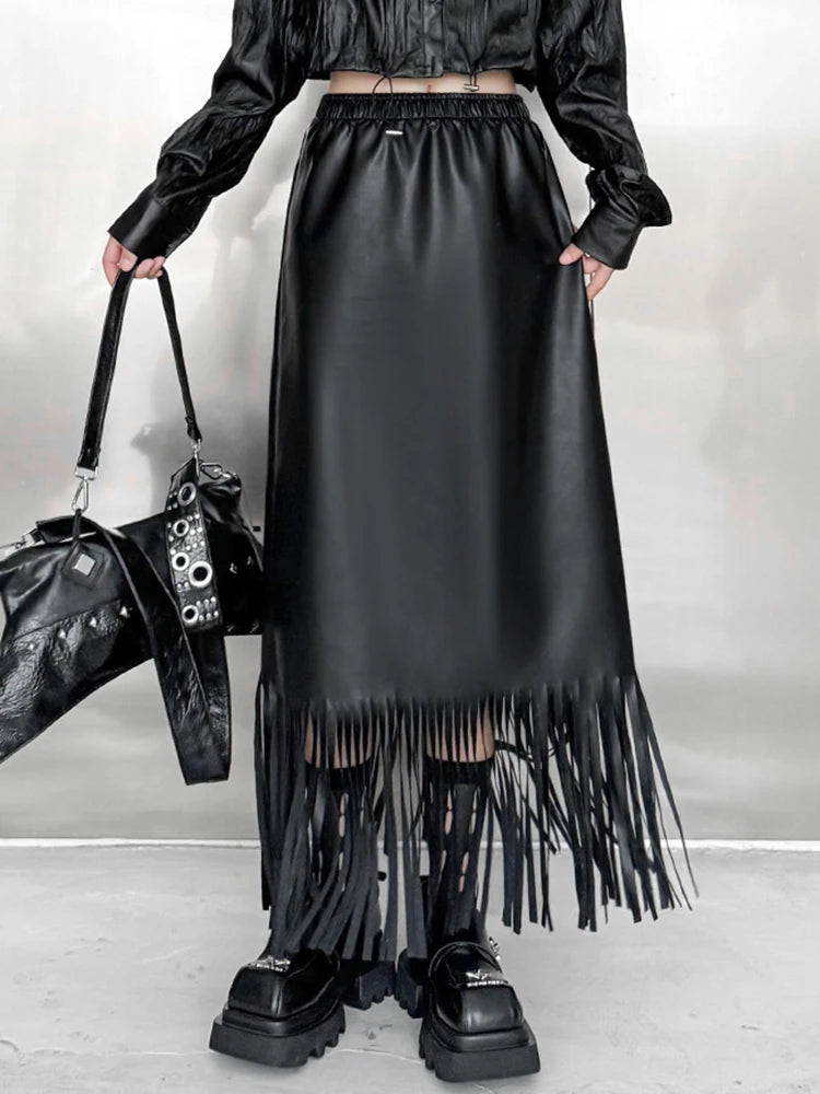 Women's Leather Maxi Skirt