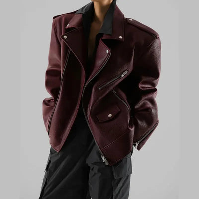 Women's Leather Jacket Burgundy